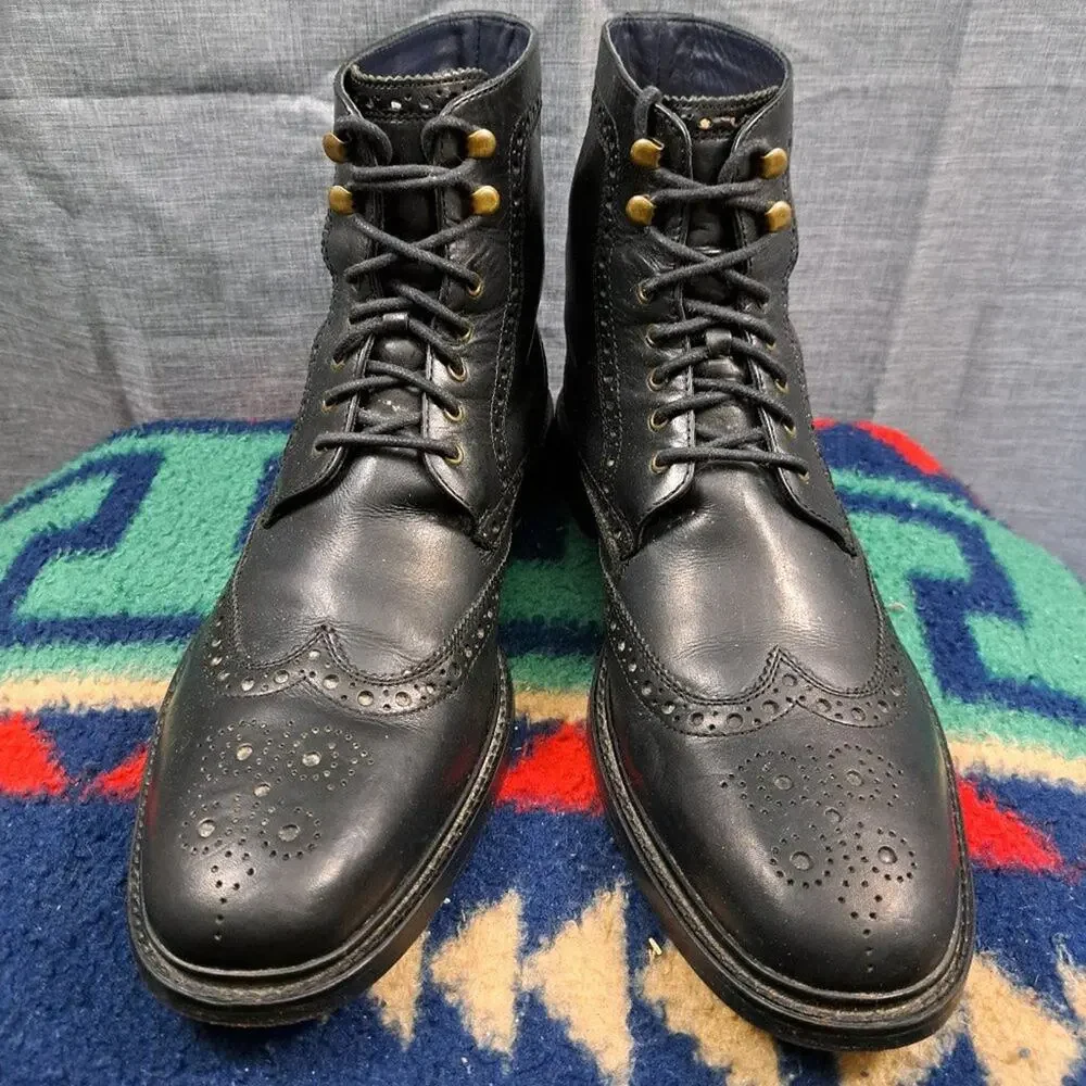 %Cole Haan Boots Men Leather Black Size 10.5M / D11